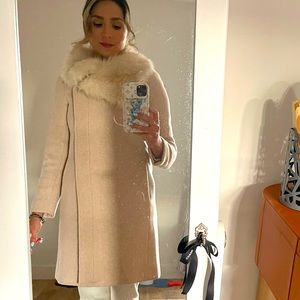 Club monaco winter coat with faux fur - 80% wool- light pink/beige color
